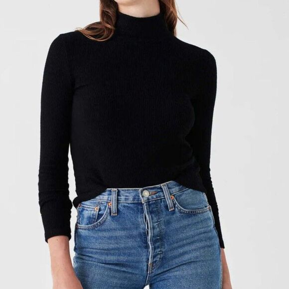 Faherty Black Rib Knit Turtleneck Size XS - Picture 1 of 9